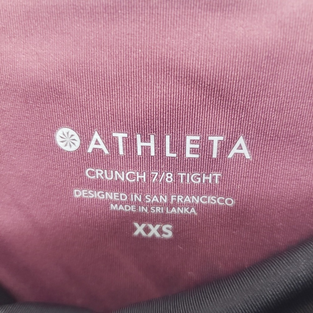 Athleta Crunch 7/8 Leggings Women XXS Black Burgundy Colorblock Stripe Workout - Picture 5 of 10